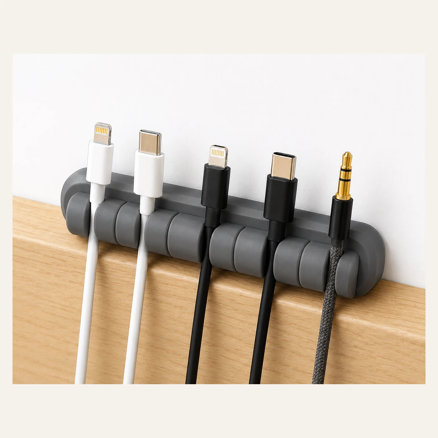 Gray Multi-Slot Cable Holder Strip