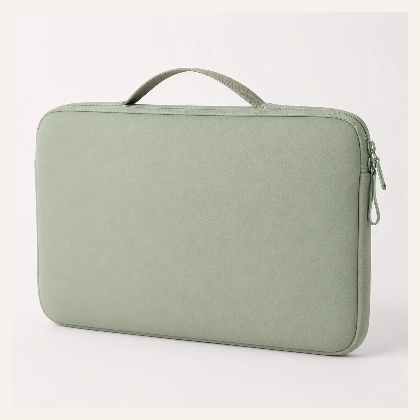 Sage Green Zippered Laptop Sleeve with Handle