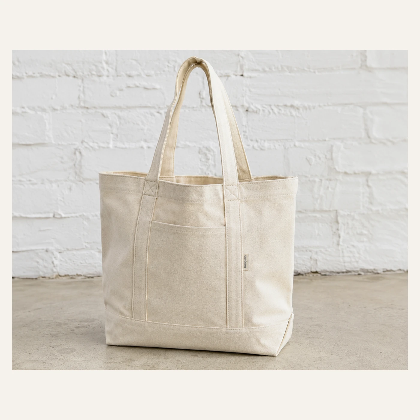 Plain Natural Canvas Tote with Front Pocket