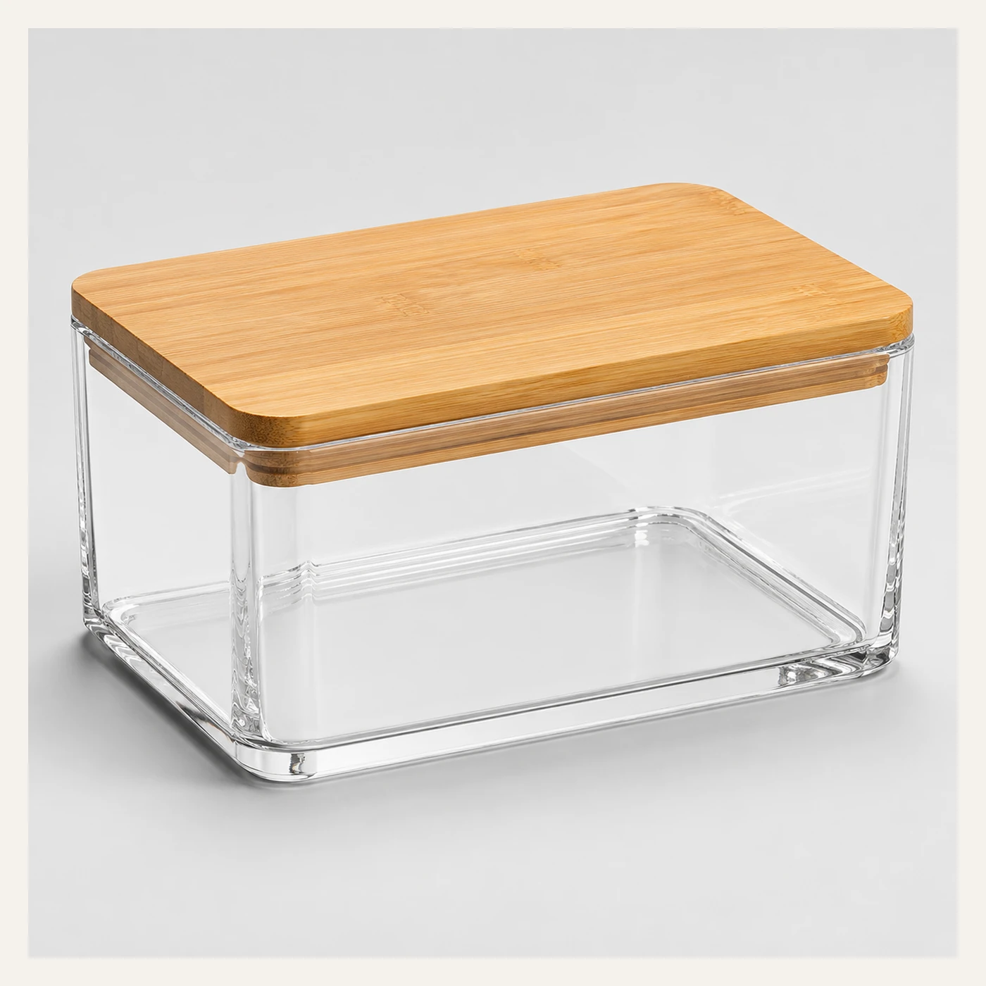 Clear Storage Box with Bamboo Lid